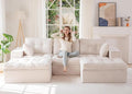 MAXYOYO 104" U Shaped Modular Sectional Sofa with 2 Ottomans, Cloud Boneless Couch with Layered Cushion, Flexible Module Combination Sofa for Living Room, No Assembly Required, Beige