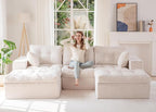 MAXYOYO 104" U Shaped Modular Sectional Sofa with 2 Ottomans, Cloud Boneless Couch with Layered Cushion, Flexible Module Combination Sofa for Living Room, No Assembly Required, Beige