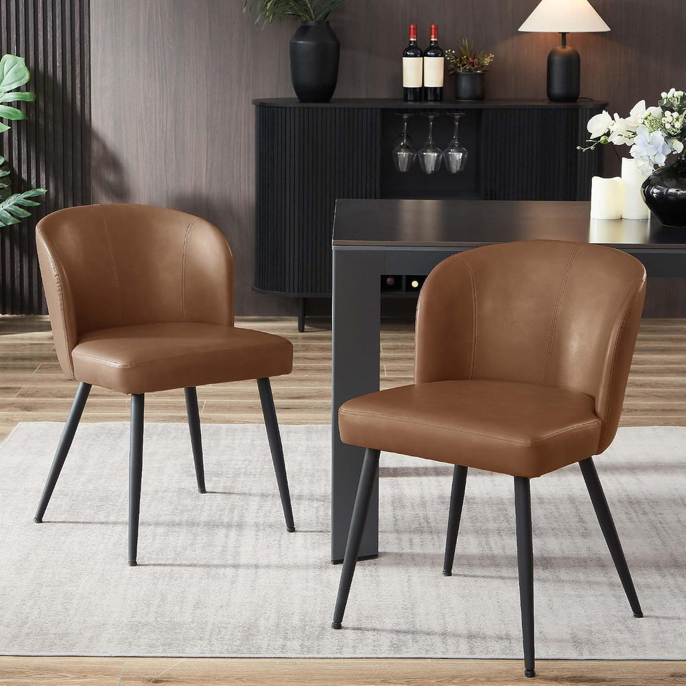 BedsPick Dining Chairs Set of 2 - PU Leather Kitchen Chairs with Metal Legs, ...