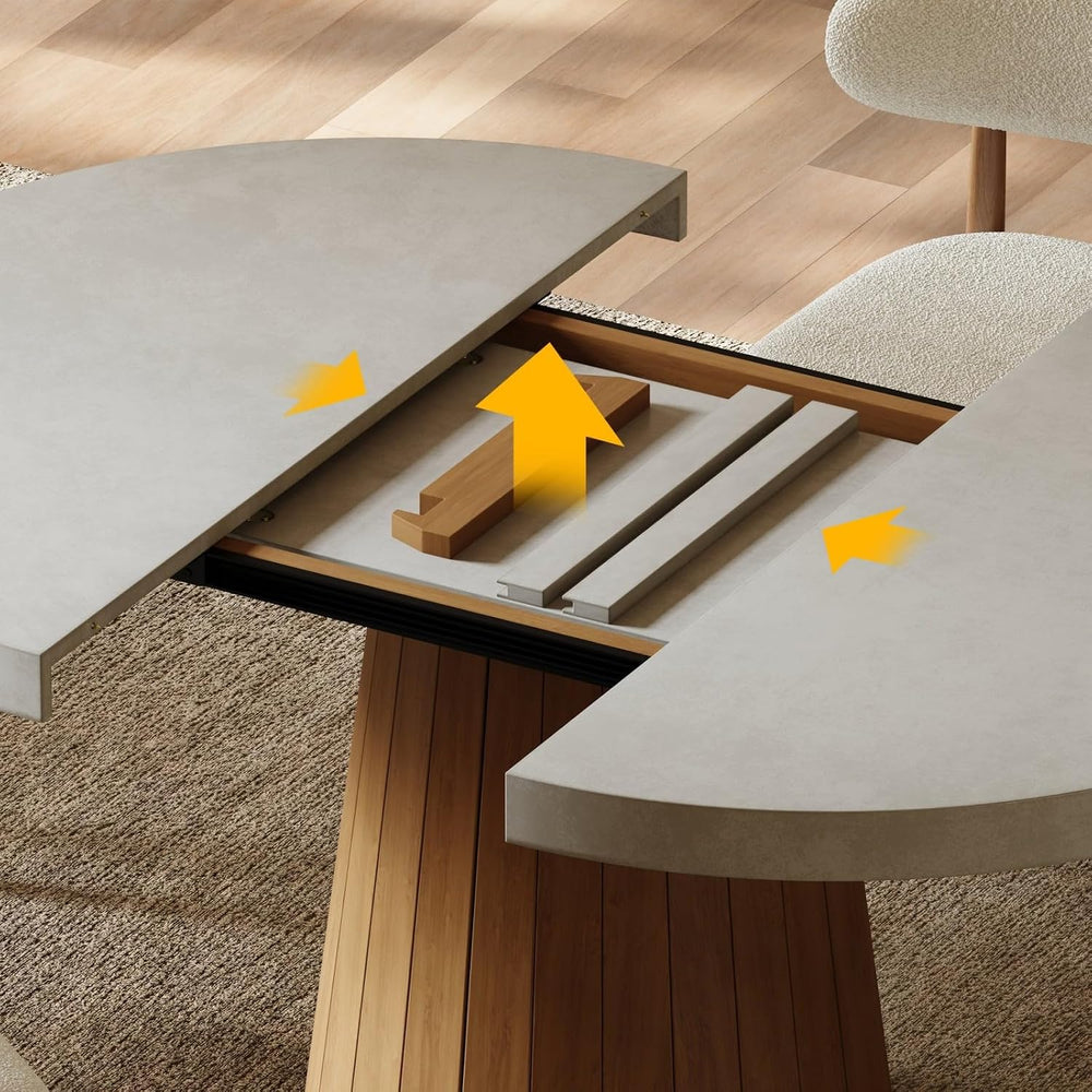 homary Extendable Dining Table for 6 Round to Oval 39"-55", Solid W...