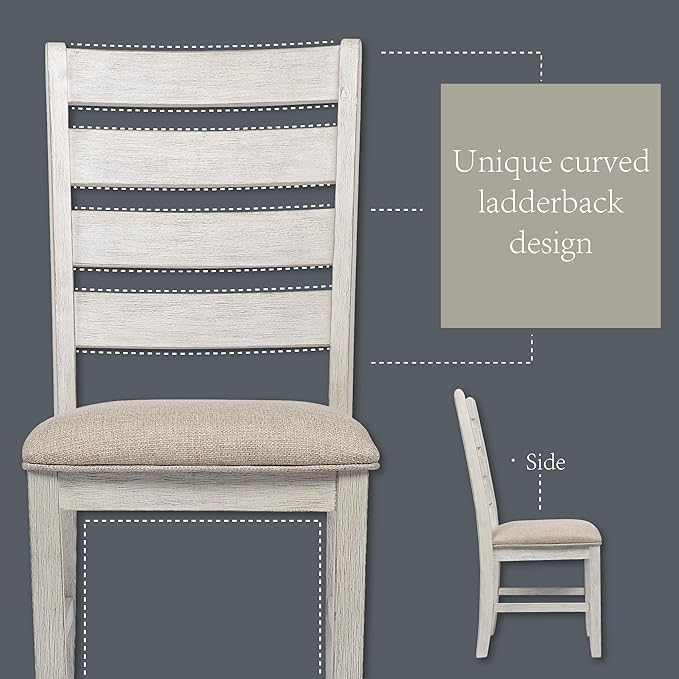 Signature Design by Ashley Skempton Modern Farmhouse Dining Room Chair, 2 Count, Ladderback Design, Wood, 17.75" W x 21.5" D x 38.63" H, White and Light Brown
