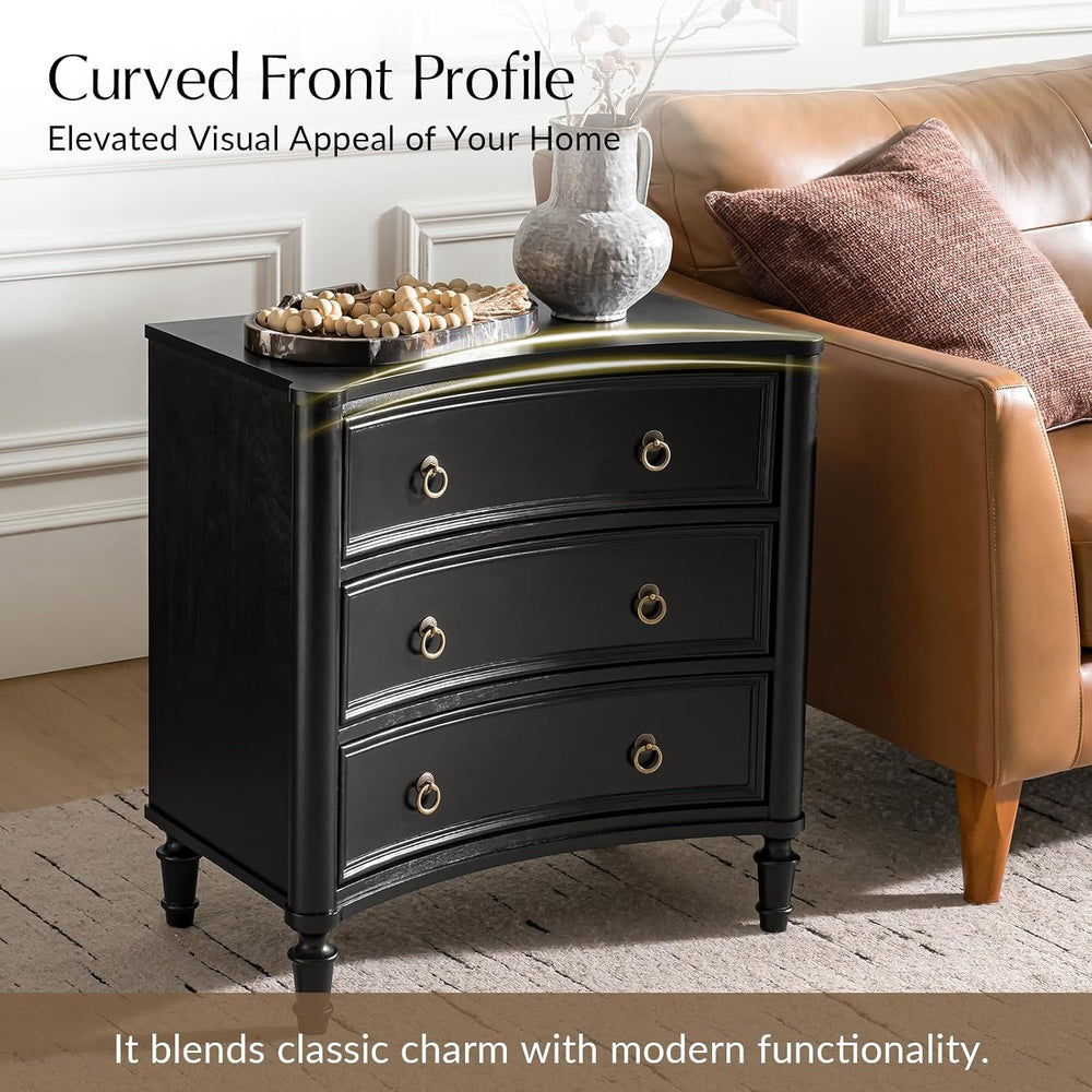 HULALA HOME 3 Drawer End Table with Charging Station, 26" Wide Endtable ...