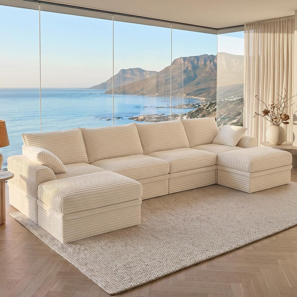 142" Upgraded Couch with Storage, Modular Sectional Couches for Living R...