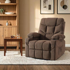 MCombo Power Lift Recliner Chair with Extended Footrest for Elderly People, Fabric 7287 (Brown, Medium)