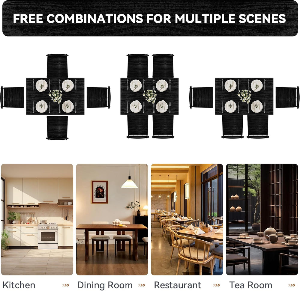 Dining Table Set for 4 with 1.6" Thick Tabletop, 5-Piece Kitchen Table S...
