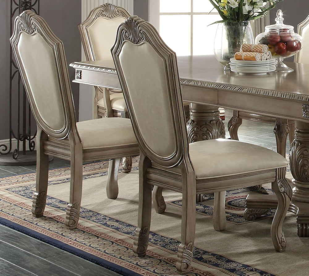 7-Piece Dining Set with Dining Extension Table, 4 Side Chairs and 2 Arm Chair...