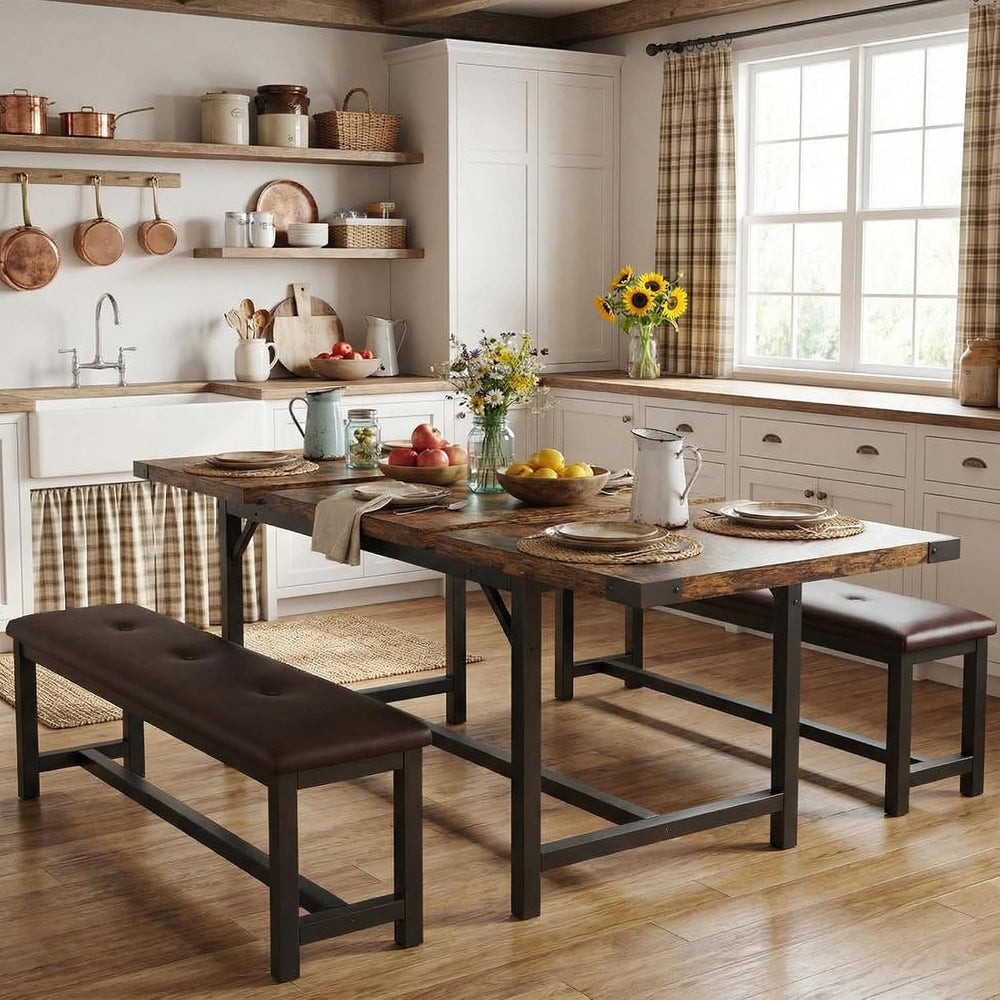 GarveeHome 5 Piece Extendable Dining Table Set for 4-6, Kitchen Table & 2...