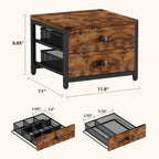 Plaviya Wood Tea Bag Organizer with 2 Drawers for Countertop | Tea Bag Holder and Storage, 9 Compartments, Utility, Home, Kitchen, Office, Rustic Brown