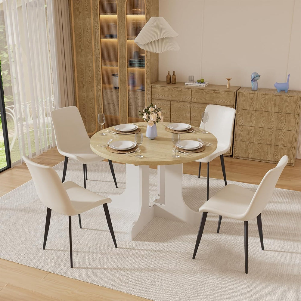 Dining Chairs, Modern PU Leather Dining Room Chair with Sturdy Metal Legs, Up...