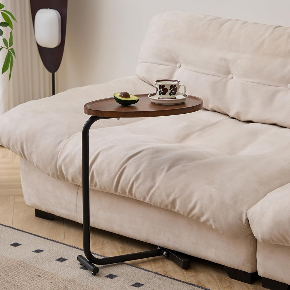 C-Shaped End Table, 2PCS 23.62" H TV Tray Small Side Table for Sofa Couc...