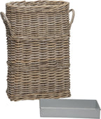 Kouboo Oval Rattan Kobo Umbrella Holder, Freestanding Umbrella Stand and Rack with Drip Tray for Home, Office or Business Entryway