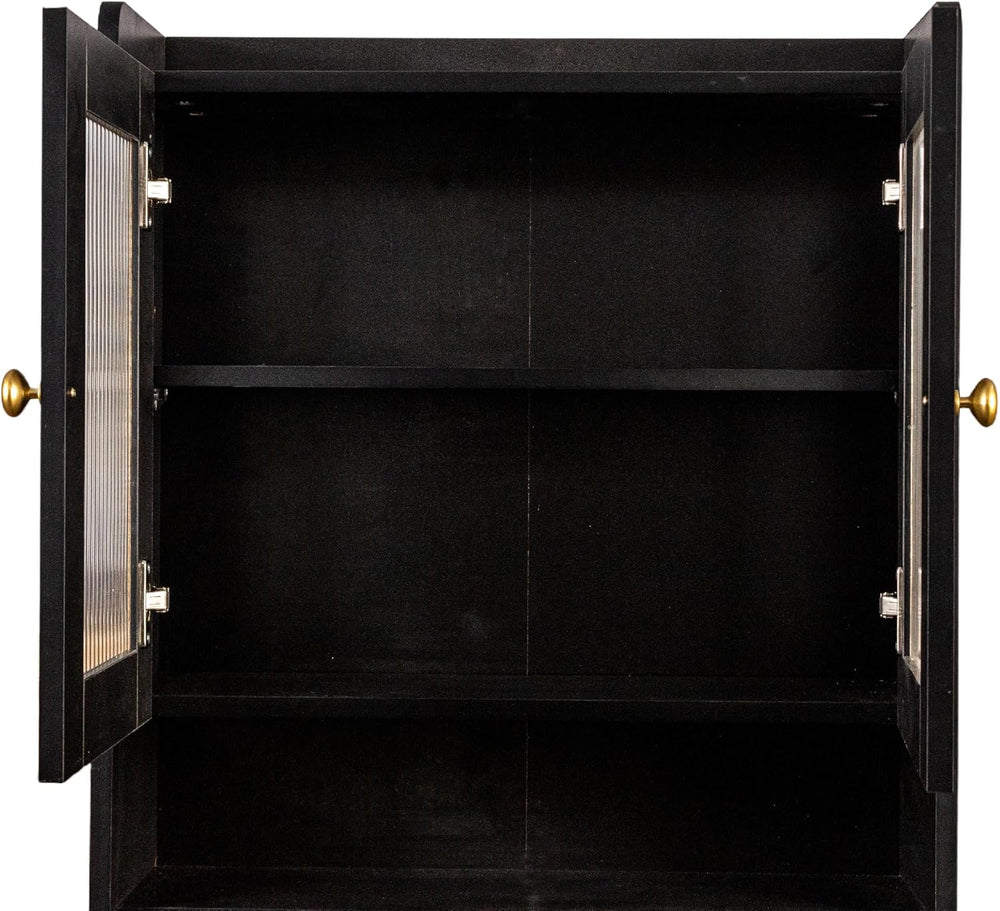 Black Tall Kitchen Pantry Storage Cabinet, Farmhouse Kitchen Hutch Buffet Cab...