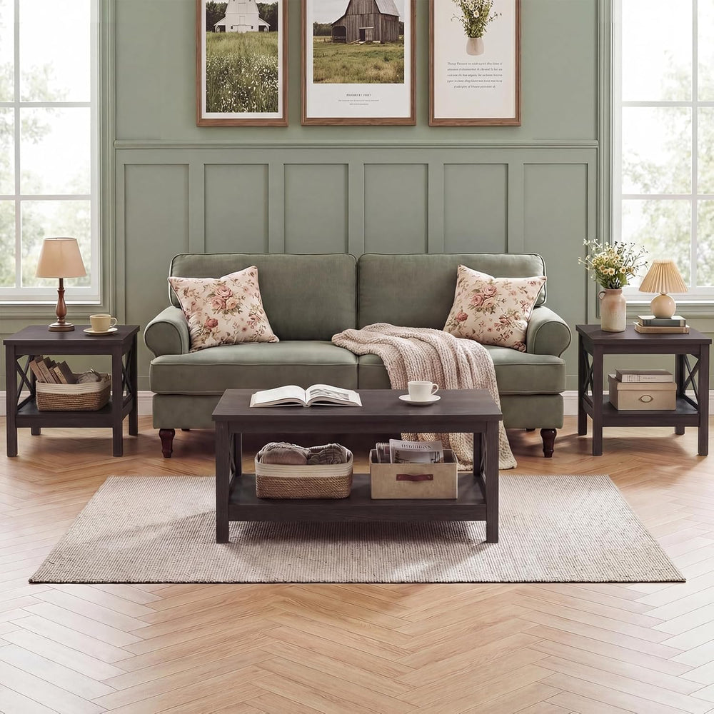 Giantex 2-Tier Square End Table, 24'' Sofa Couch Side Table with Stor...