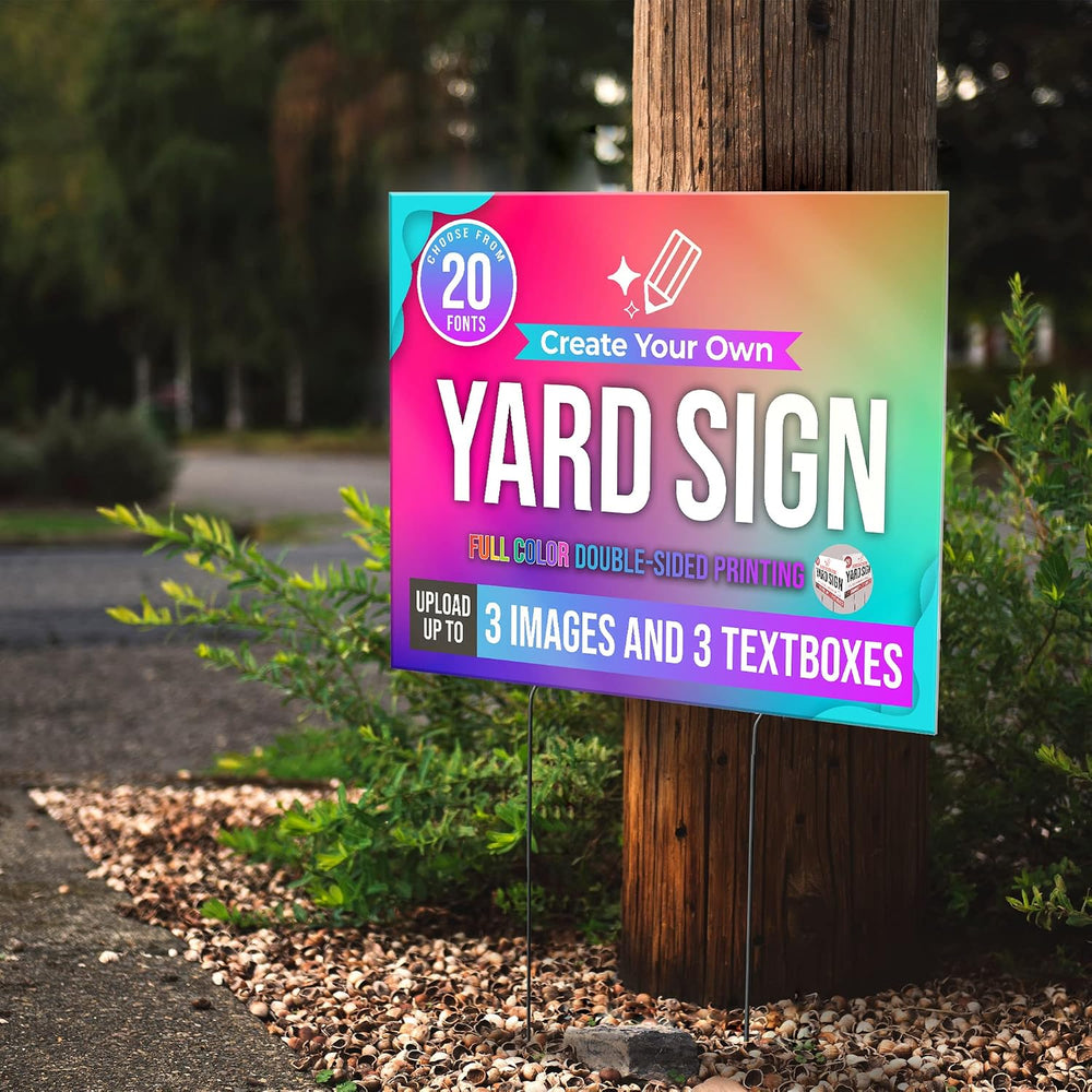 6 Pack 24x18" Double Sided Custom Yard Sign with Metal Stakes, Personali...