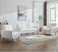 TYBOATLE Sofa Couch 61" Small Loveseat Couches for Living Room Leather Couch Mid Century Modern Tufted Mini Sofa Comfy Office 2 Seat Settee Love Seat for Small Spaces Bedroom (3, White)