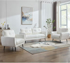 TYBOATLE Sofa Couch 61" Small Loveseat Couches for Living Room Leather Couch Mid Century Modern Tufted Mini Sofa Comfy Office 2 Seat Settee Love Seat for Small Spaces Bedroom (3, White)