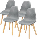 Giantex Set of 4 Kitchen Dining Chairs, Easily Assemble Modern Fabric Cushion Seat Chair w/Wood Legs, Mid Century Armless Chairs for Kitchen, Dining Room, Restaurant, Gray