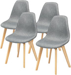 Giantex Set of 4 Kitchen Dining Chairs, Easily Assemble Modern Fabric Cushion Seat Chair w/Wood Legs, Mid Century Armless Chairs for Kitchen, Dining Room, Restaurant, Gray