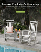 GREENVINES Classic Outdoor-Rocking-Chairs-Set-of-2, HDPE Rocker, White | 30.3" High Back | All Weather Porch Chairs Plastic | Heavy Duty | 20.5" Wide Seat | Big & Tall | for Patio Balcony Deck