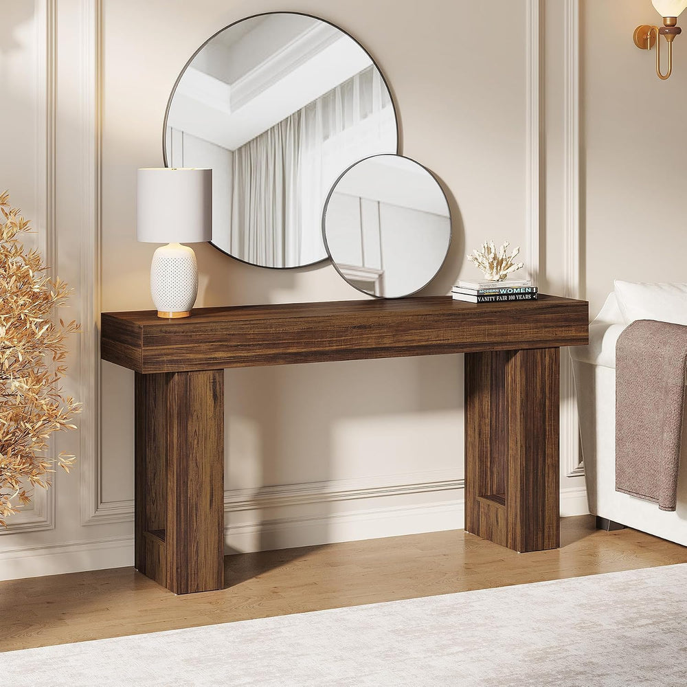 Tribesigns 63-Inch Long Console Table, MDF Wood Grain Rectangular Sofa Table ...