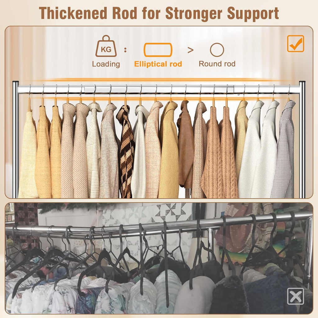 EAGMAK Heavy Duty Clothes Rack Load 420 LBS, Rolling Garment Rack with Lockable Wheels, Standing Metal Clothing Rack, Portable Wardrobe Sturdy Coat Rack for Hanging Clothes (Silver, 59″×18.9″×63″)