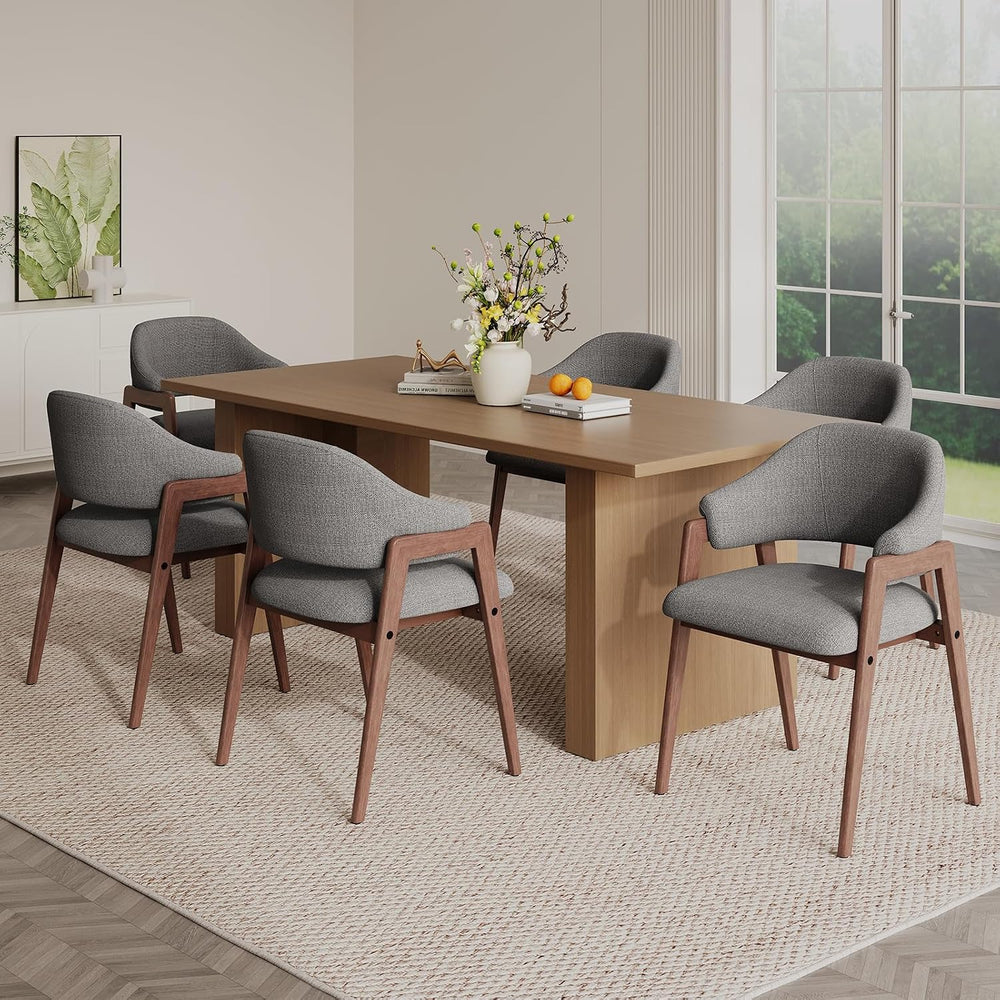 MALOL Wooden Dining Chairs Set of 6, Modern Fabric Upholstered Dining Room Ch...