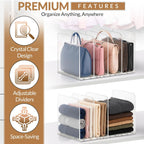 Adjustable Bag & Purse Organizer for Closet | Clear Shelf Dividers for Closet Organization, Vertical Handbag Separator for Sweater, Shirts & Clutches, Perfect for Bedroom, Living Room, Home