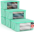 Sorbus Medium Clothes Storage Bags - Foldable Blanket Storage Bins for Organizing Bedroom, Closet, Clothing, Comforter, Organization with Clear Window, Lids and Carry Handles - Set of 6