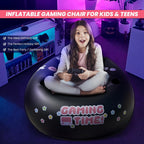 Inflatable Gaming Chair for Kids & Teens with Cup Holders and Side Pocket - This Air Gaming Bean Bag Chairs for kids is The Perfect Furniture for Gamer Room Decor - Perfect Gaming Stuff for boys 4-12