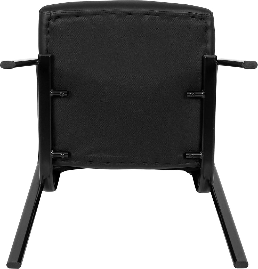 Flash Fundamentals Black LeatherSoft Executive Reception Chair with Black Met...