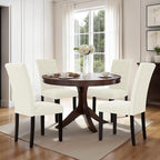 CHUN YI Dining Chairs Set of 4, Button Tufted Upholstered Fabric Dining Room Chairs with Solid Wood Legs, Modern Parsons Chair Side Chair for Kitchen/Restaurant/Hotel, Ivory White
