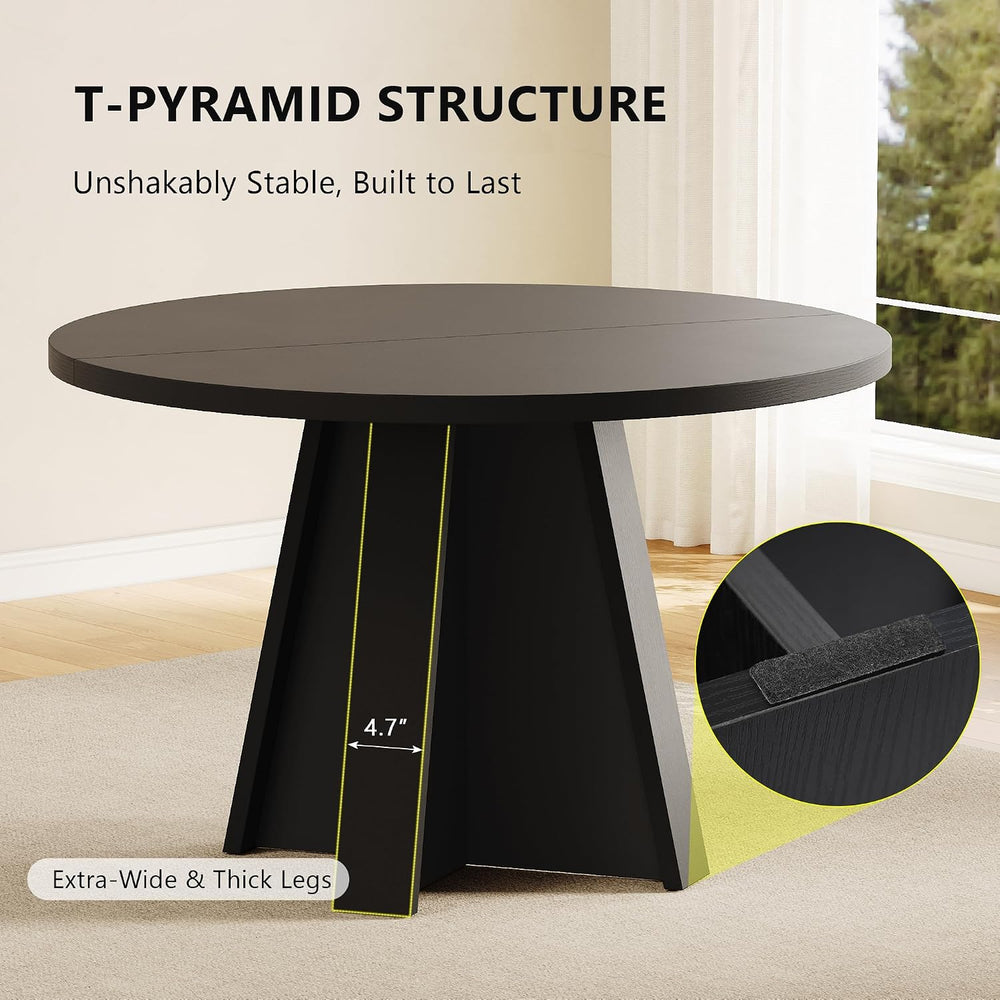 Einhomn 5-Piece Round Dining Table Set for 4, 47" Modern Kitchen Table a...