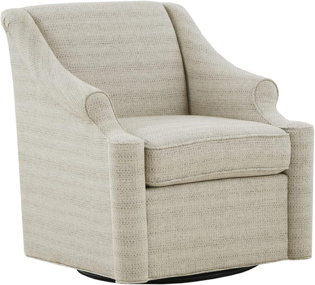 Madison Park Swivel Glider Chair for Living Room, High Back Bedroom Lounge Foam Seat Cushion Upholstered, Nursery Furniture, Metal Base, Fully Assembled, 29.5" W x 30.25" D x 34.5" H, Tan