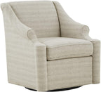 Madison Park Swivel Glider Chair for Living Room, High Back Bedroom Lounge Foam Seat Cushion Upholstered, Nursery Furniture, Metal Base, Fully Assembled, 29.5" W x 30.25" D x 34.5" H, Tan
