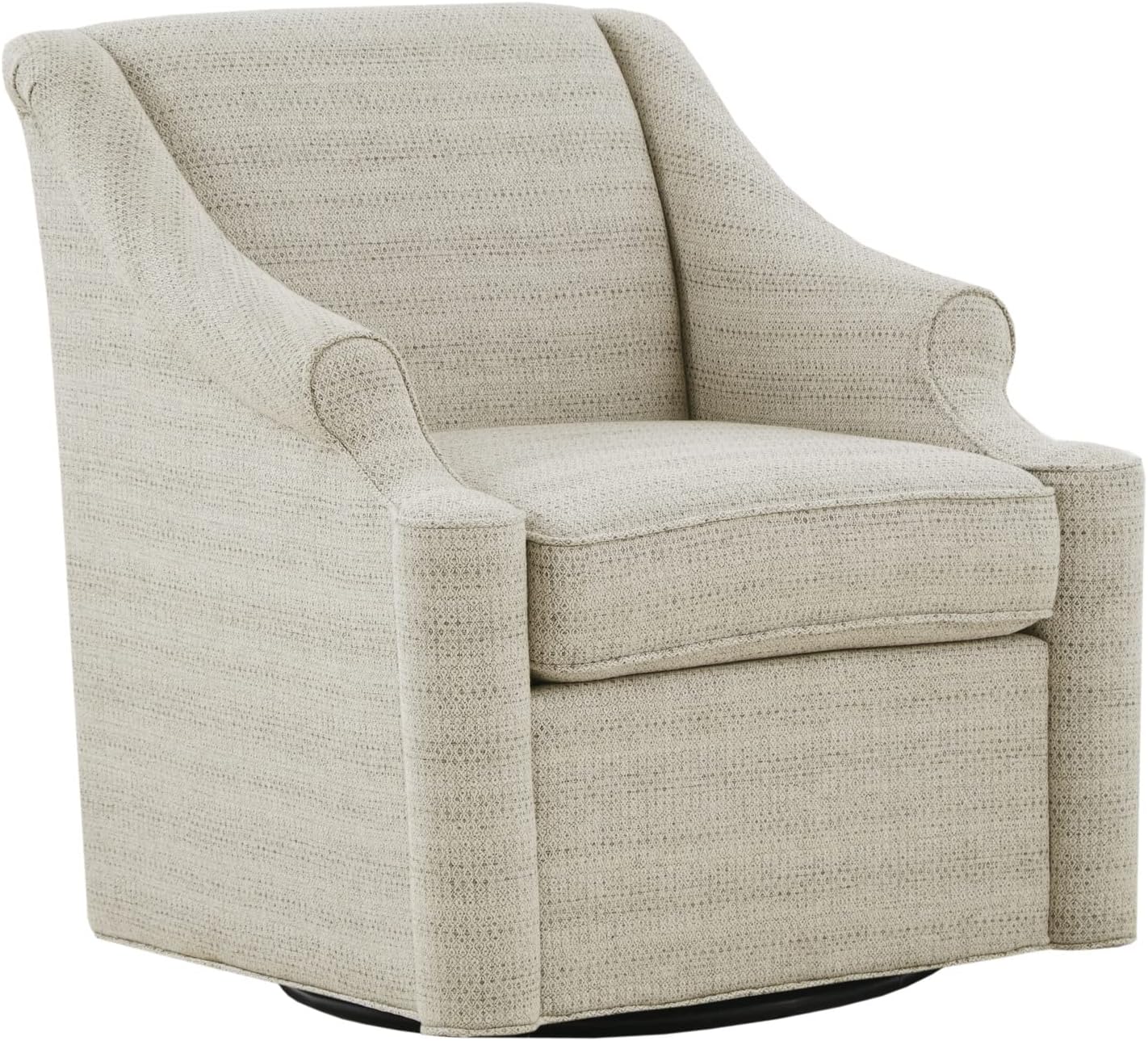 Madison Park Swivel Glider Chair for Living Room, High Back Bedroom Lounge Foam Seat Cushion Upholstered, Nursery Furniture, Metal Base, Fully Assembled, 29.5" W x 30.25" D x 34.5" H, Tan