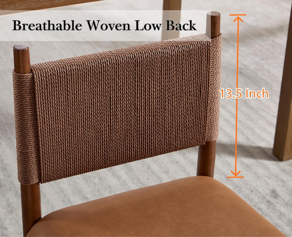 EALSON Rattan Dining Chairs Set of 2 Leather Upholstered Dining Room Chairs w...