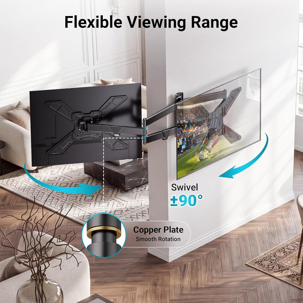 BONTEC Full Motion Corner TV Wall Mount for 31-75 Inch TVs, 33 in Long Arm Wa...