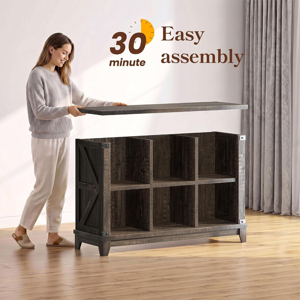 EnHomee Wooden 6 Cube Storage Organizer, Farmhouse Storage for Living Room