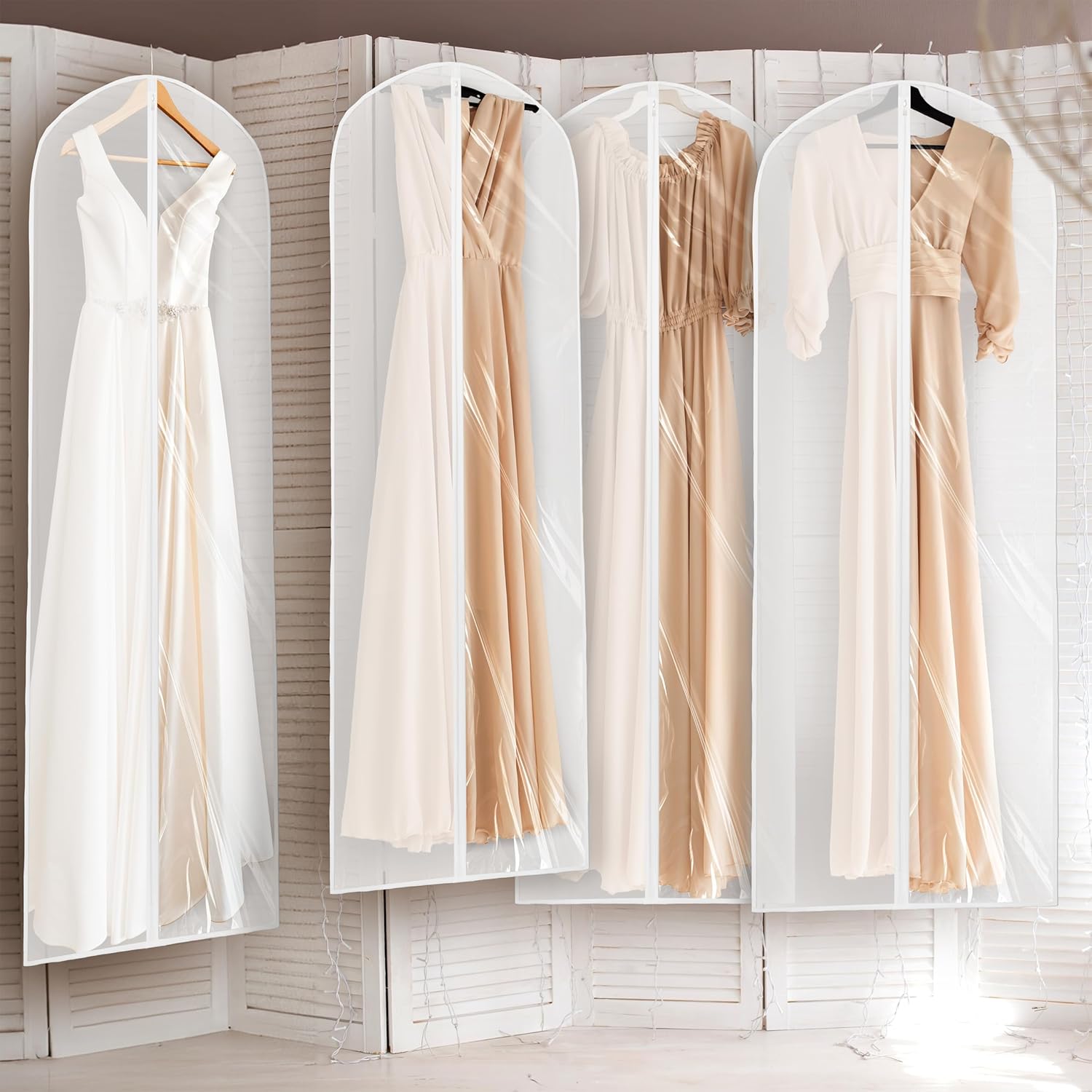 Simple Houseware 65-Inch Clear Garment Bags with Zipper for Gowns, 2 Pack | for Suits, Dresses, Costumes, Uniforms