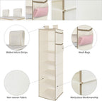 MAX Houser 6 Tier Shelf Hanging Closet Organizer, Closet Hanging Shelf with 2 Widen Straps for Storage, Foldable (Beige2)