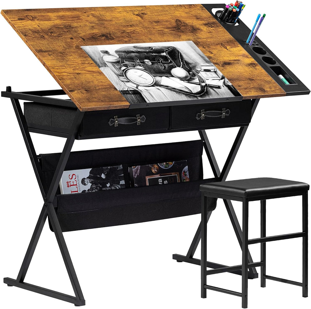 VECELO Drafting Table Art Desk Art Table Adjustable Drawing Table Tilted Tabl...