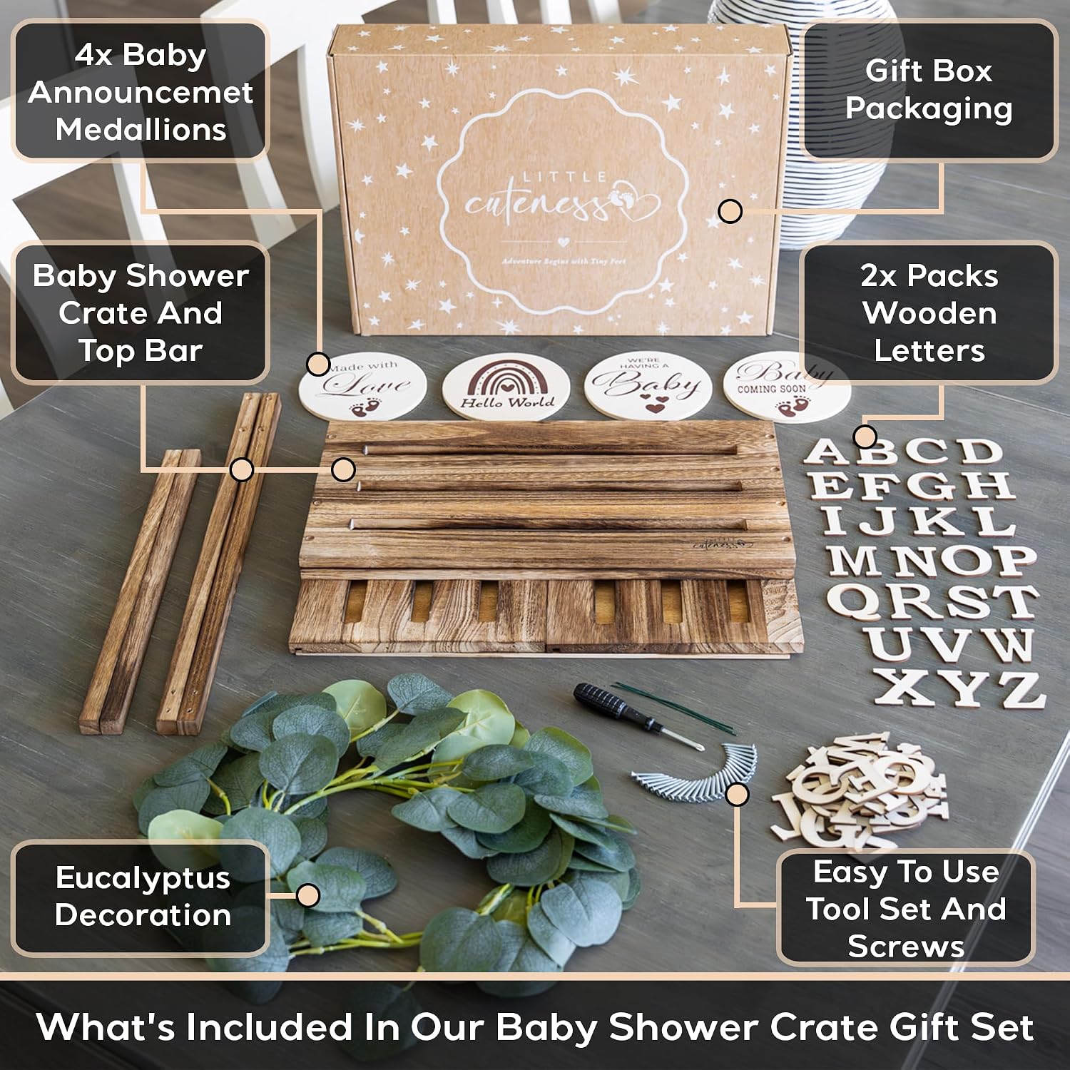 Wooden Baby Shower Crate Closet, Personalized Baby Shower Basket, Burnt