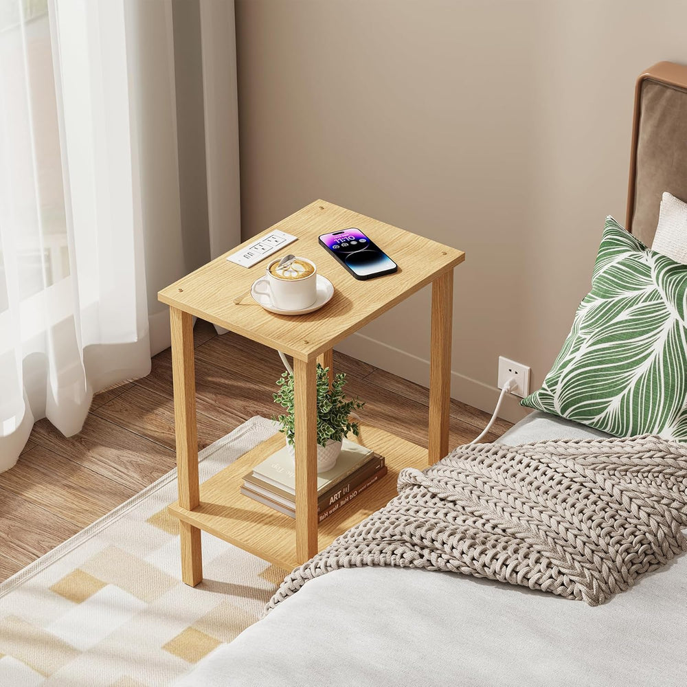 TUTOTAK End Table with Charging Station, Set of 2, Small Side Table with Outl...