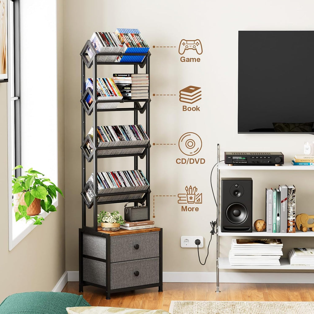CD Storage Rack Bundle – Multi-Functional Organizer Set for CDs, DVDs, VCDs, Games – Space-Saving, Sturdy & Versatile Media Shelf Combination
