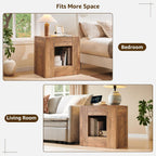 OKD 24" Modern Nightstand Set of 2 w/Drawer/Storage Shelf,Gold Rustic Brown | End Table, Wood Thick Design, Rustic Square Bedside Table w/ Charging Station