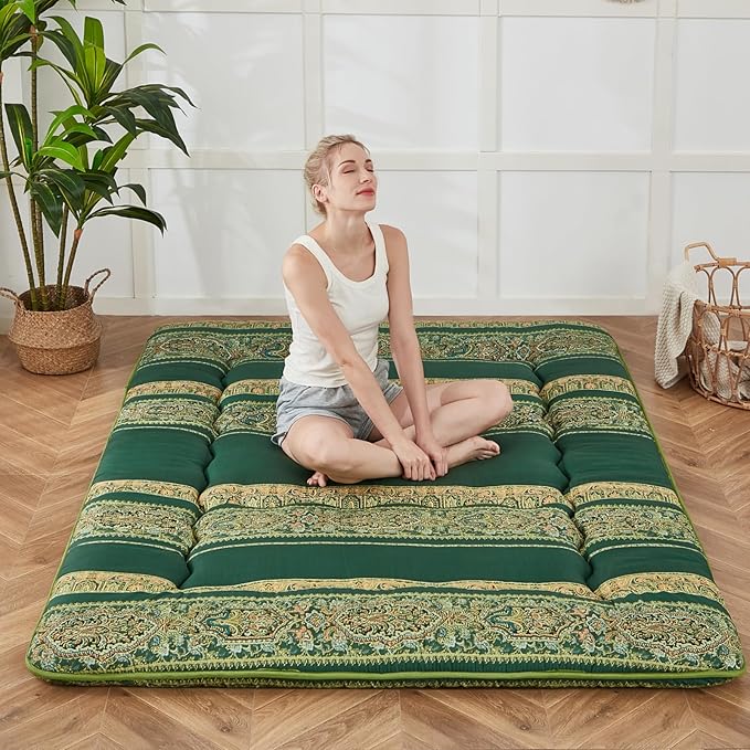 Japanese Floor Mattress, Futon Mattress with Portable Storage Bag and Washabl...