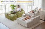 MAXYOYO Modular Sectional Chaise Lounge Sofa, Upholstered Lounge Chair with Ottoman, Comfy Couch with Layered Cushion, Tufted Upholstered Sleeper Chair for Living Room, No Assembly, Beige