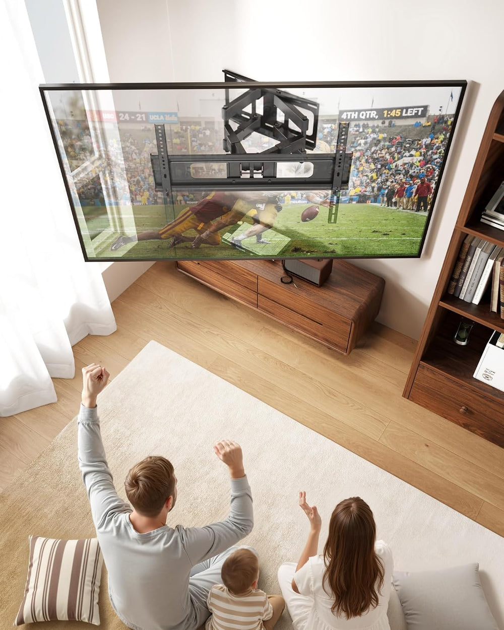 Pegzone Full Motion TV Wall Mount for 37-90 Inch TVs up to 132lbs | Swivel Ti...