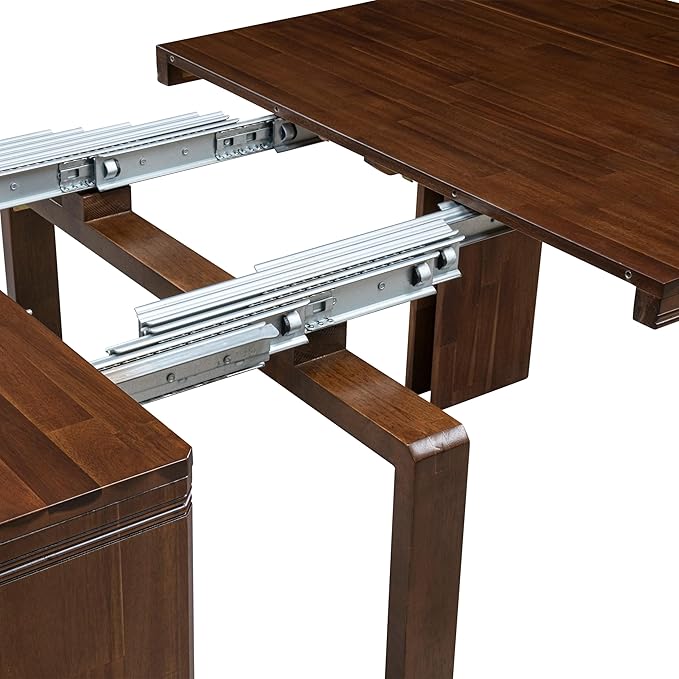 X12X2-008-28 - 13-Pc Dining Room Table Set includes an Extendable Rectangle Kitchen Table and 12 Stackable Polyester Fabric Dining Chairs, 39x120 Inch, Antique Walnut