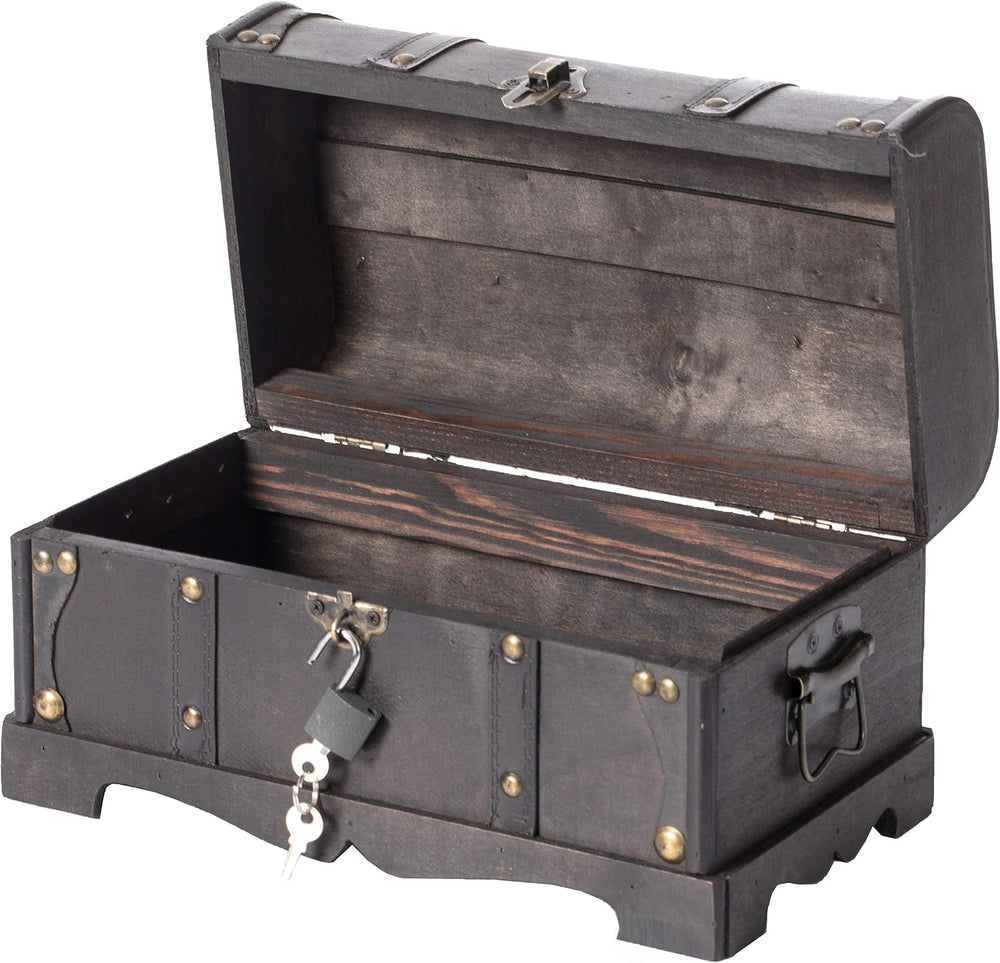 Vintiquewise Small Pirate Style Wooden Treasure Chest (Chest with Padlock) (Q...